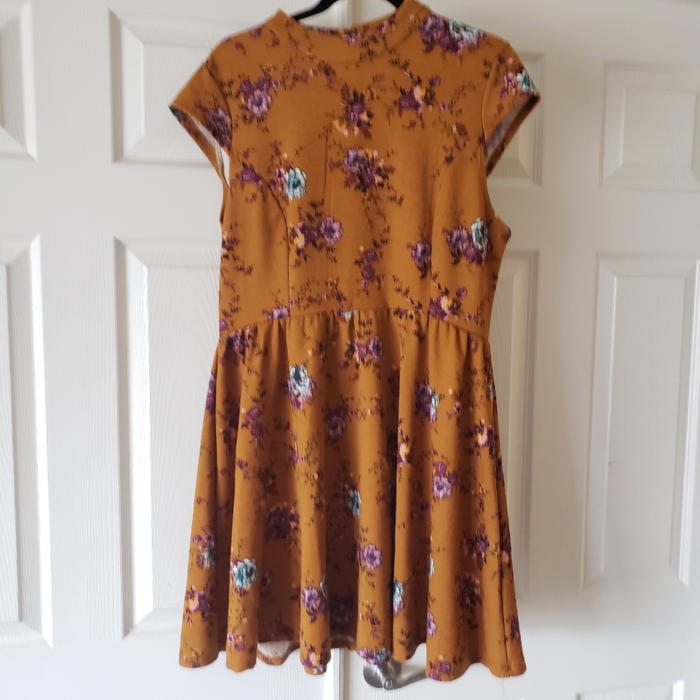Large Rewind Mustard Yellow Cap Sleeve Dress